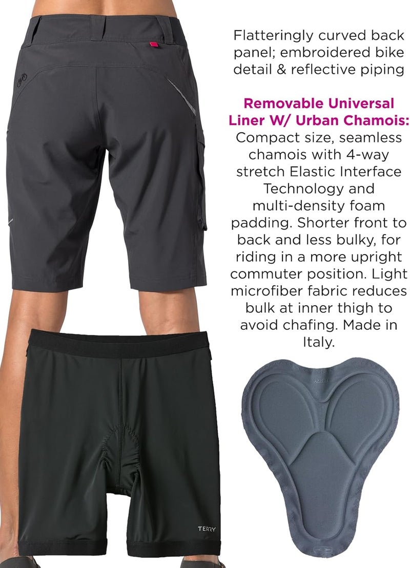 Terry Bike Shorts Women Padded Metro Regular 11.5 Inch Mountain Bike Hiking Shorts with Removable Cycling Padded Liner - Image 3